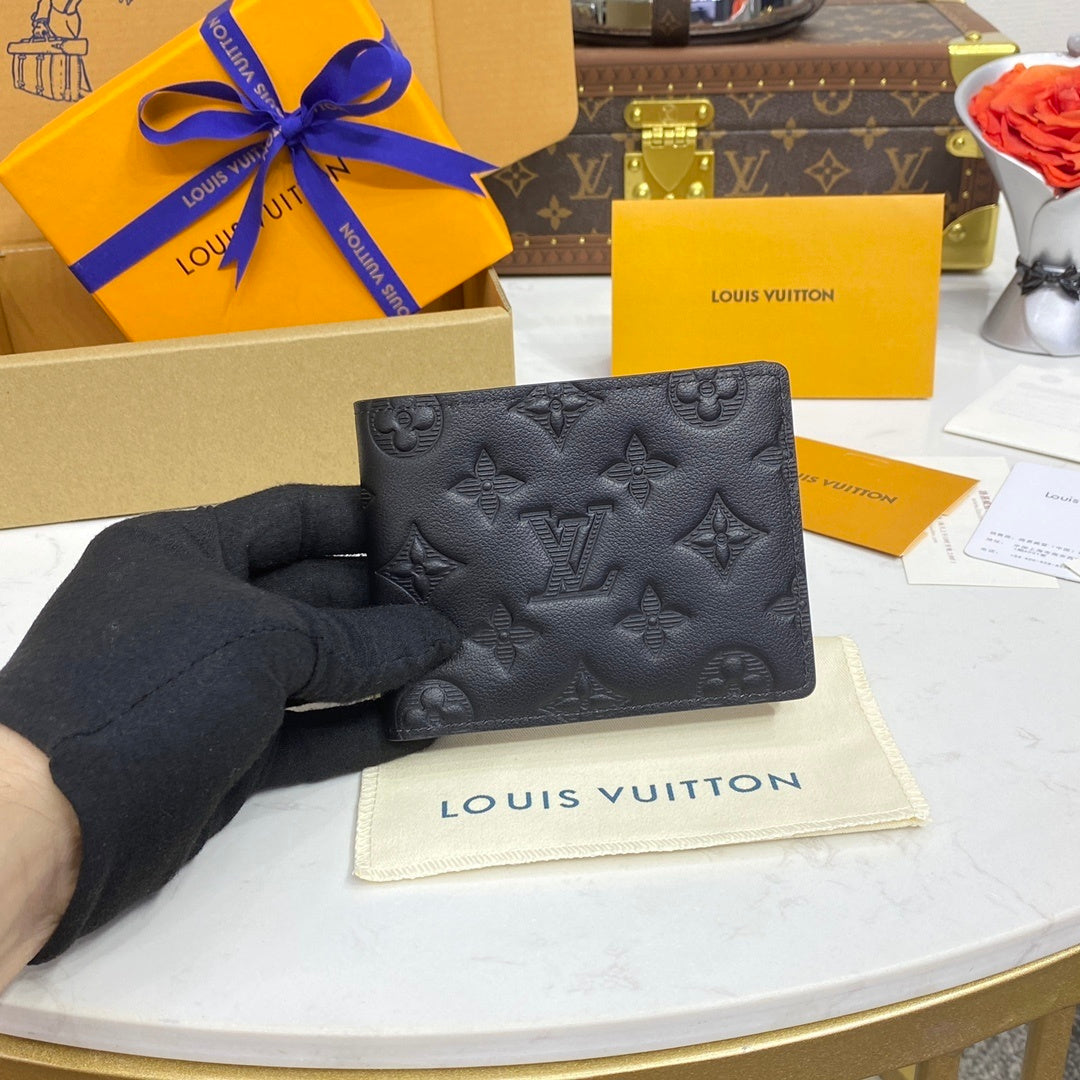 Louis Vuitton Wallet Set Black Embossed