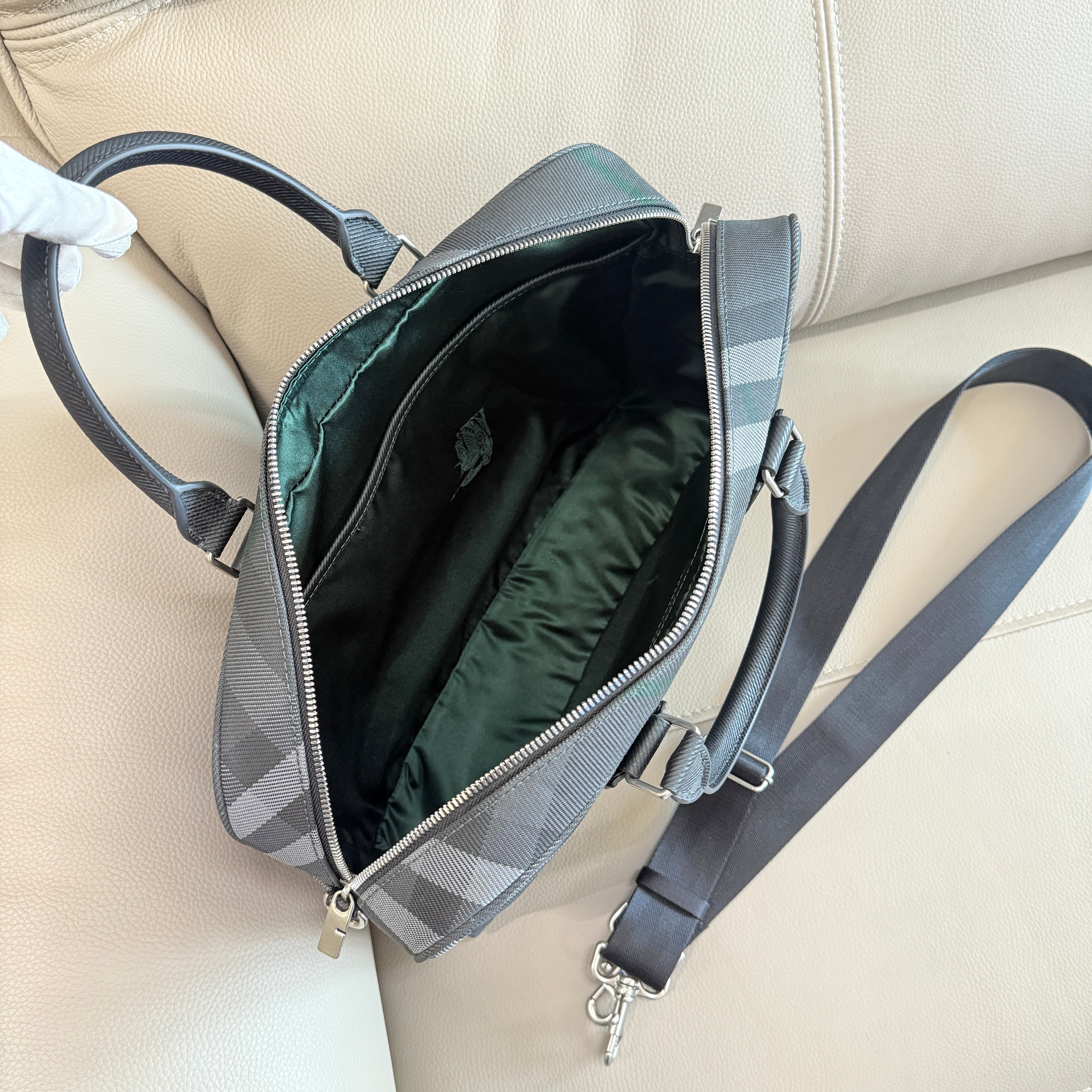 Burberry Grid Check Briefcase