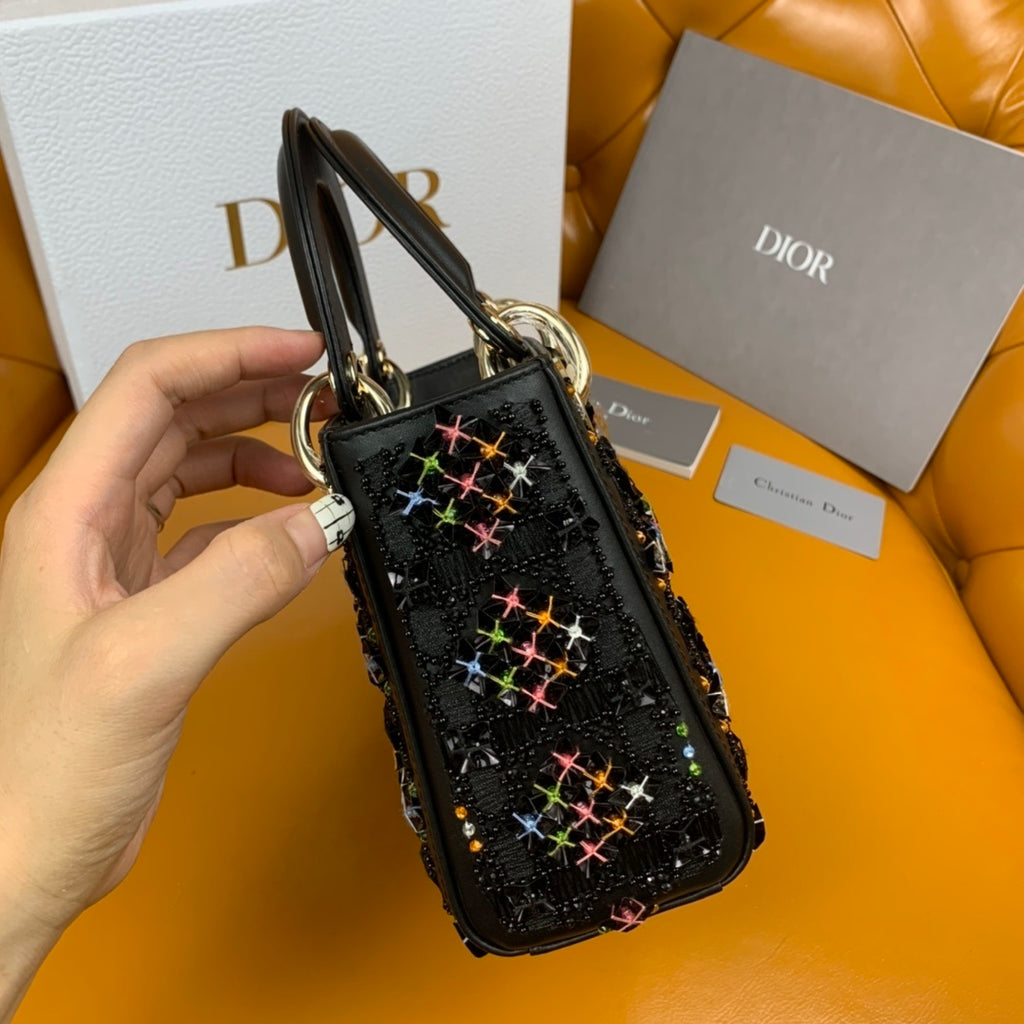 Christian Dior Lady Dior Embroidered Beaded Bag