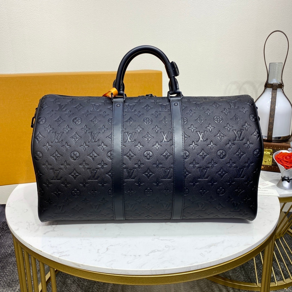 Louis Vuitton Keepall Bandoulière 50 Travel Bag (Embossed Leather)