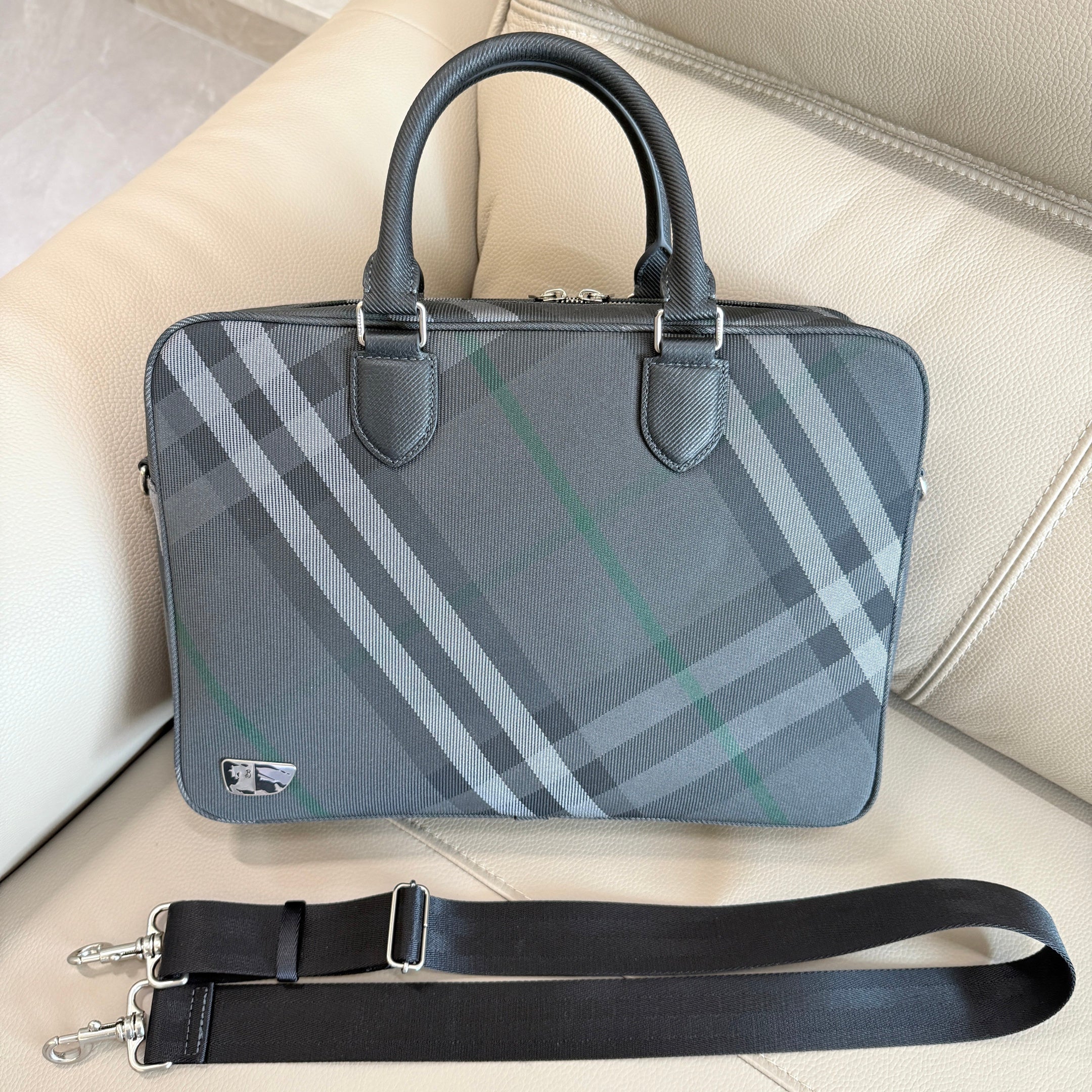 Burberry Grid Check Briefcase