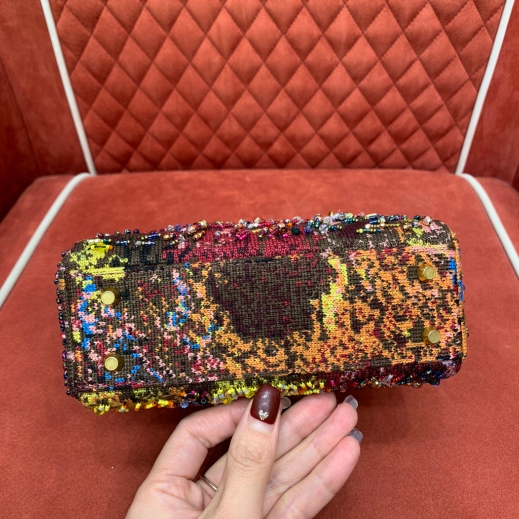 Christian Dior Lady Dior Three-Compartment Embroidered Art Beaded Bag