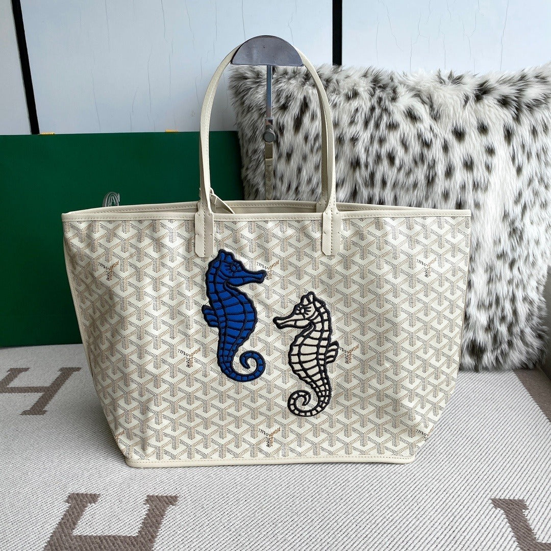 Goyard Spring Summer Seahorse Reversible Tote (Medium)