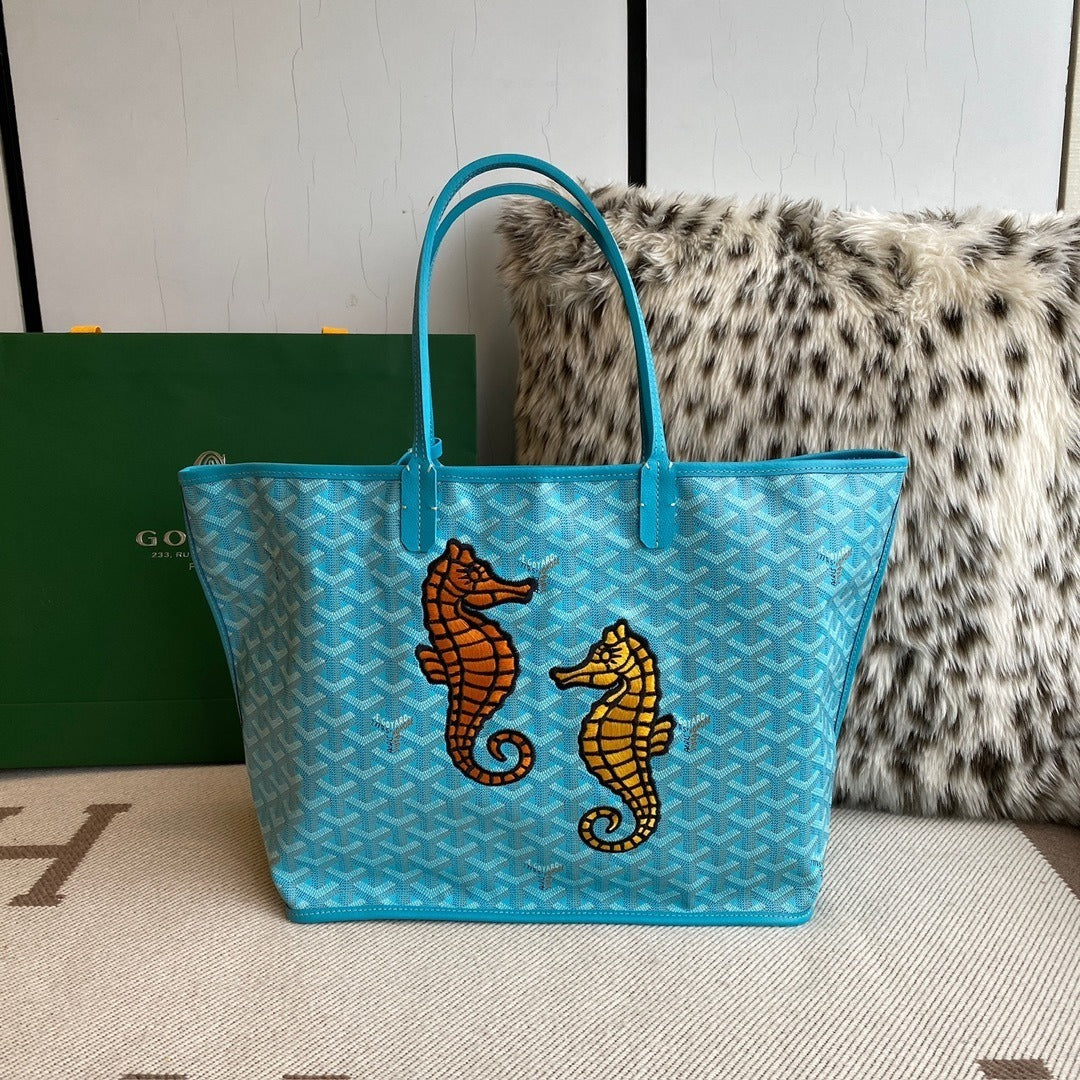 Goyard Spring Summer Seahorse Reversible Tote (Medium)