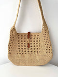 YSL Yves Saint Laurent Raffia Crossbody Hobo Bag
