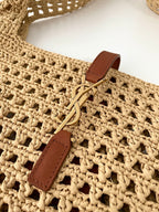 YSL Yves Saint Laurent Raffia Crossbody Hobo Bag