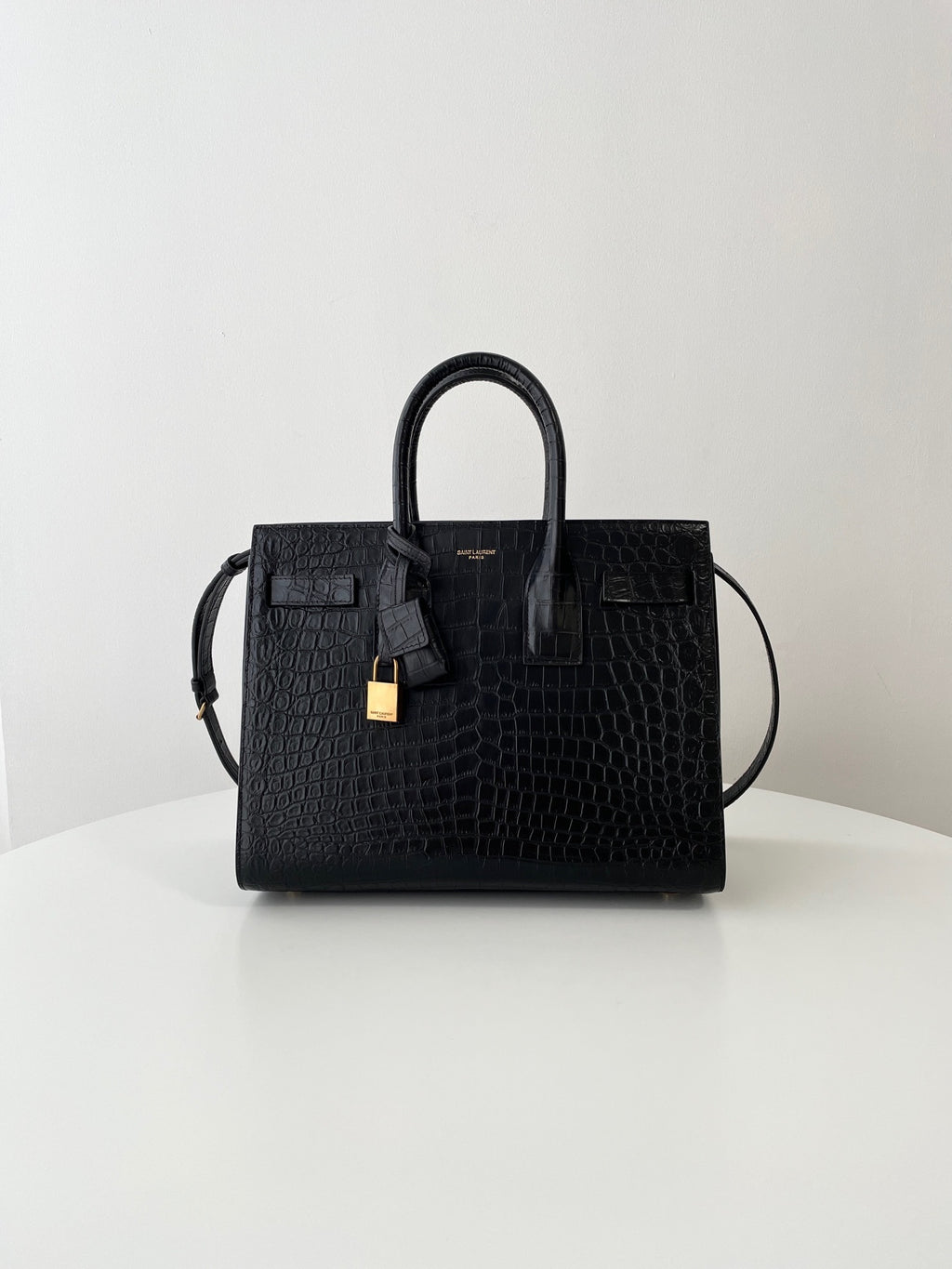 YSL Yves Saint Laurent Sac de Jour Bag Croc-Embossed