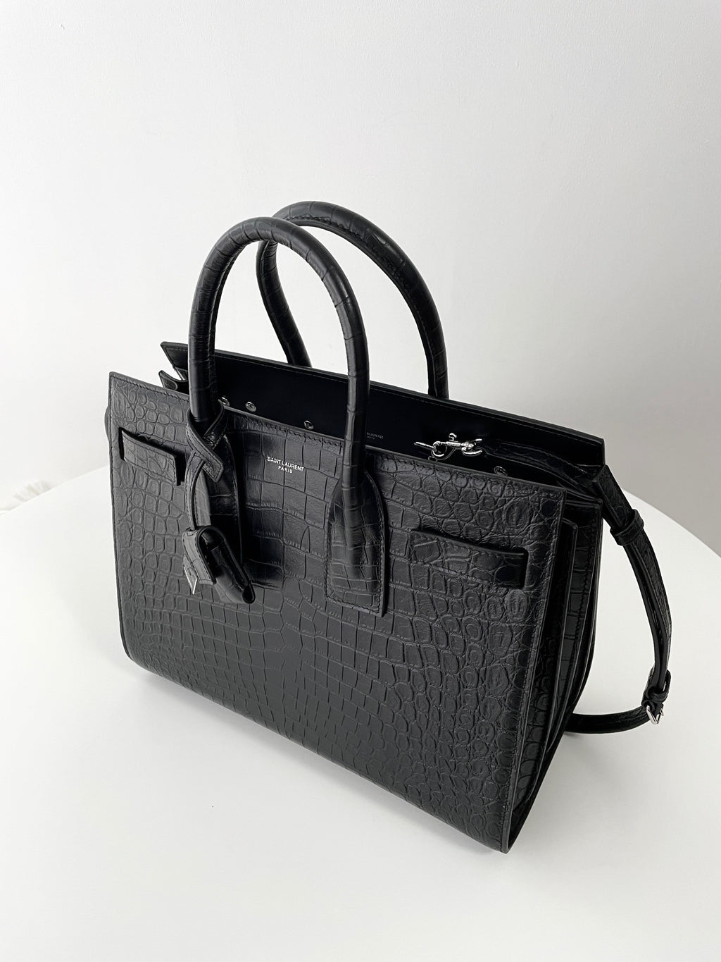 YSL Yves Saint Laurent Sac de Jour Bag Croc-Embossed