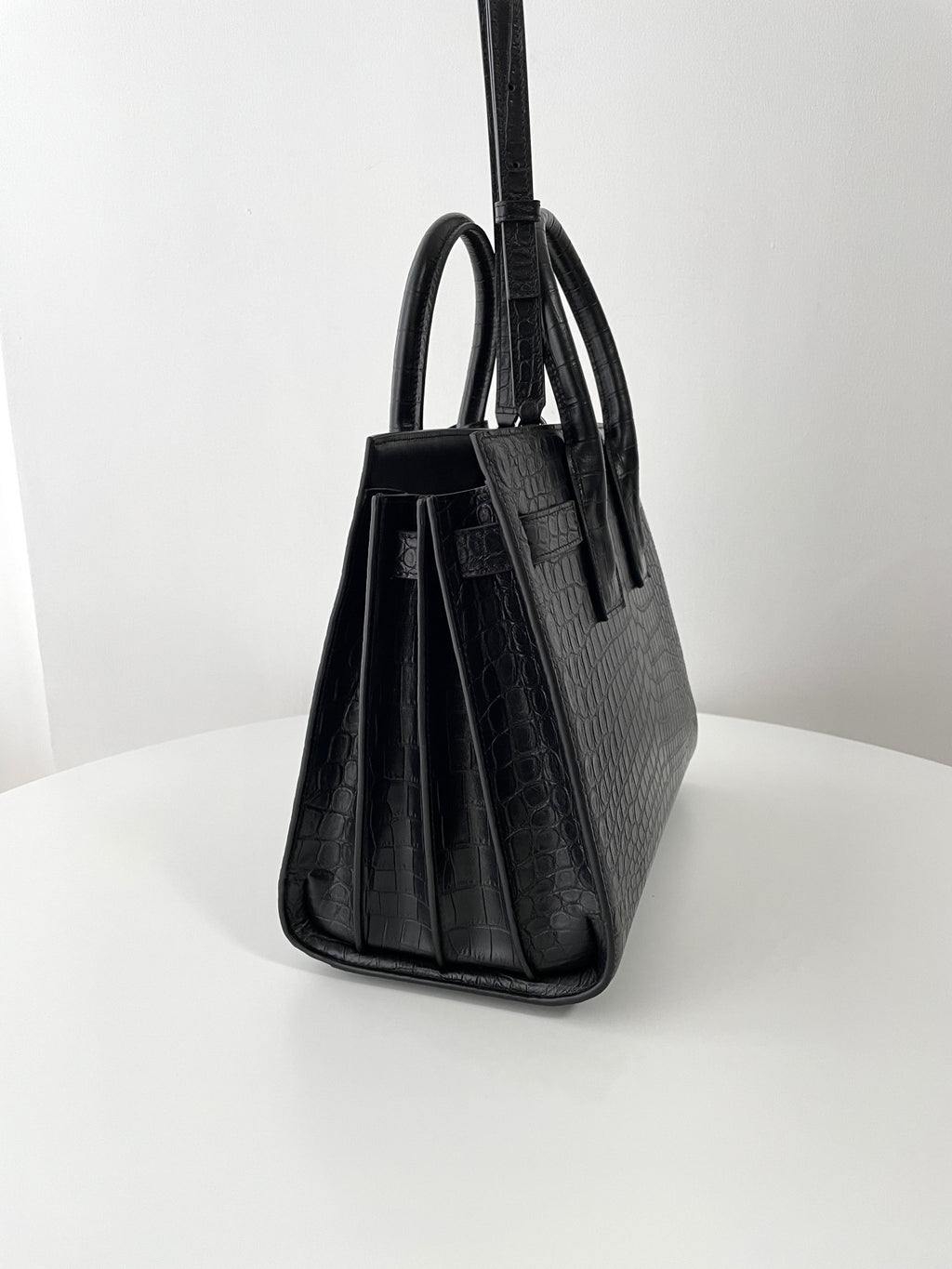 YSL Yves Saint Laurent Sac de Jour Bag Croc-Embossed