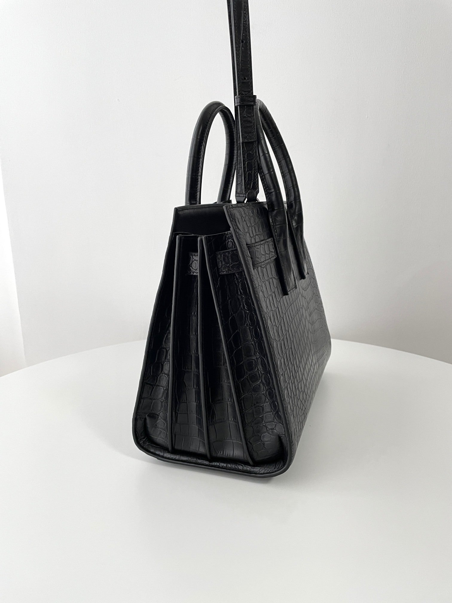 YSL Yves Saint Laurent Sac de Jour Bag Croc-Embossed