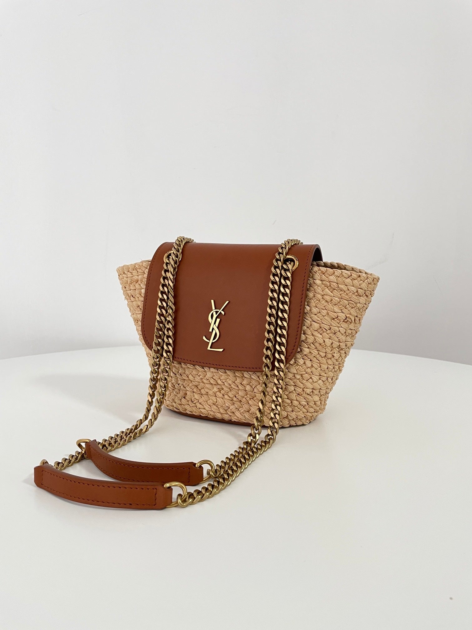YSL Yves Saint Laurent Manon Mini Raffia Bag