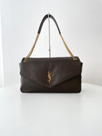 YSL Yves Saint Laurent Calypso Shoulder Bag Elephant Grain