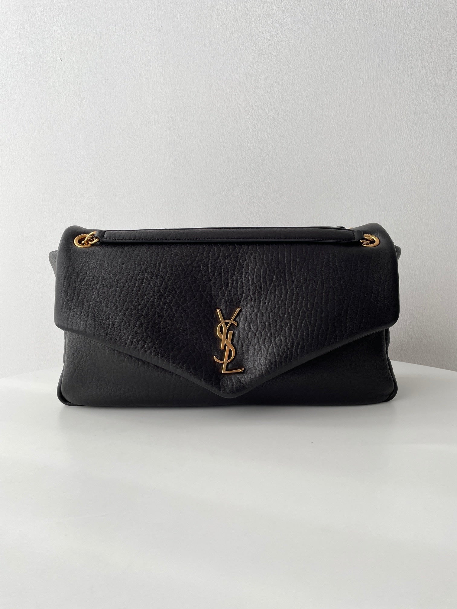 YSL Yves Saint Laurent Calypso Shoulder Bag Elephant Grain