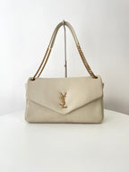 YSL Yves Saint Laurent Calypso Shoulder Bag Elephant Grain