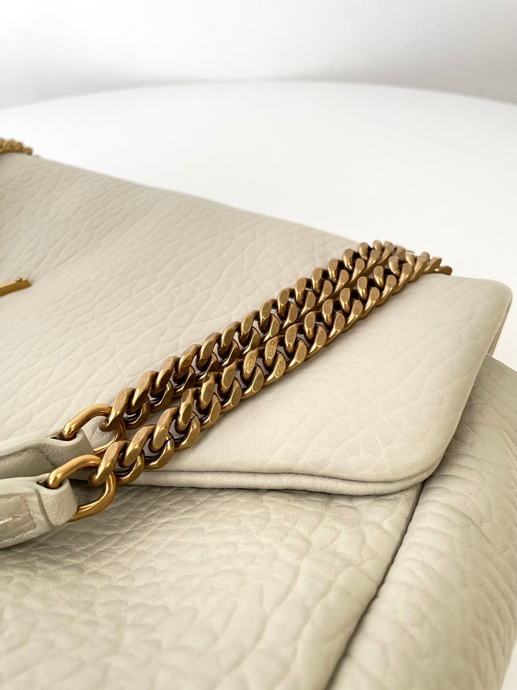 YSL Yves Saint Laurent Calypso Shoulder Bag Elephant Grain