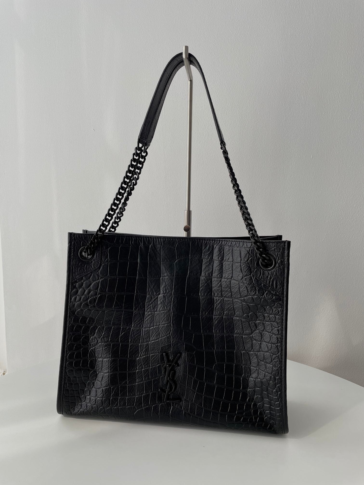 YSL Yves Saint Laurent NIKI Shopping Bag Crocodile Embossed