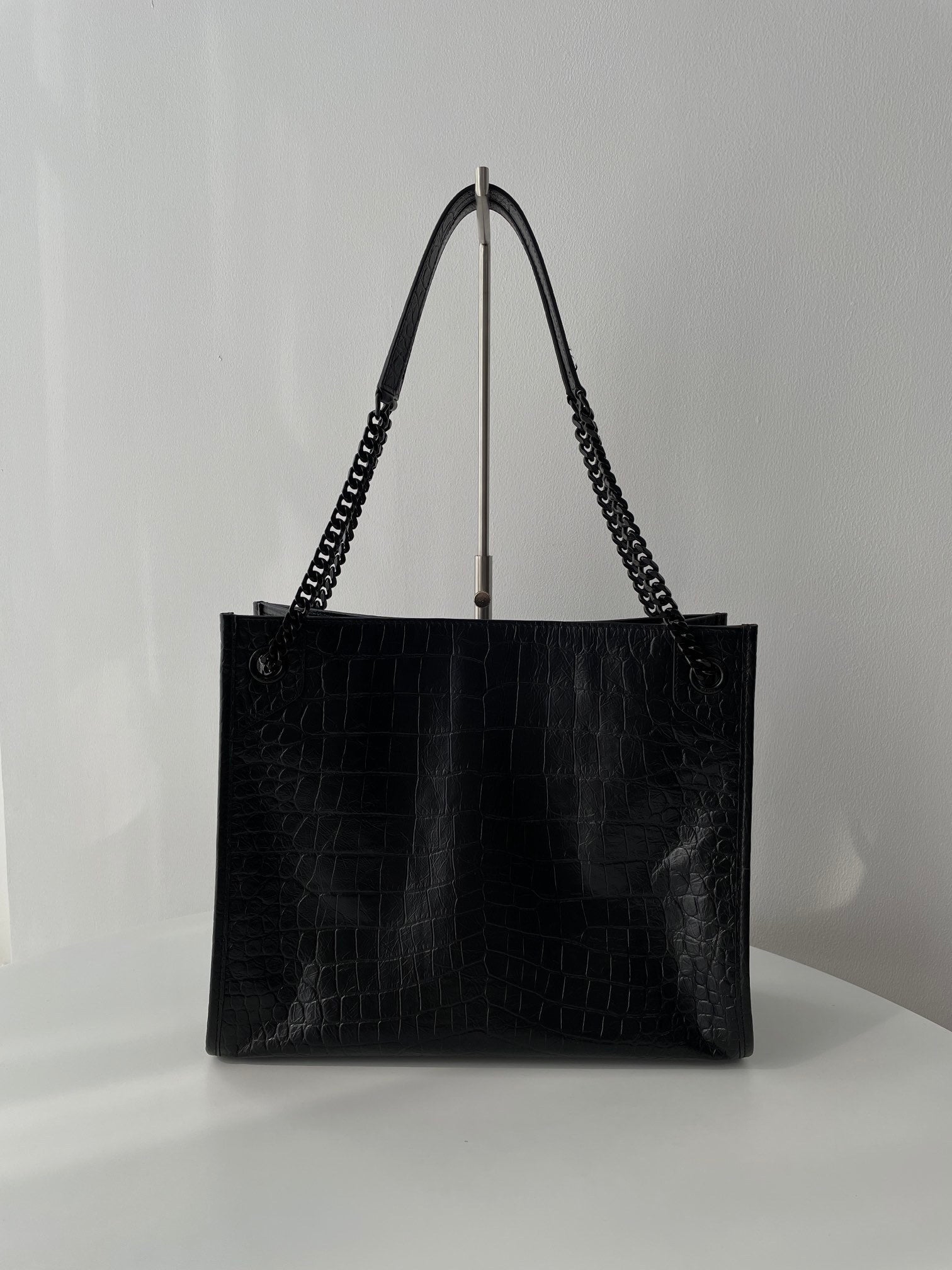 YSL Yves Saint Laurent NIKI Shopping Bag Crocodile Embossed