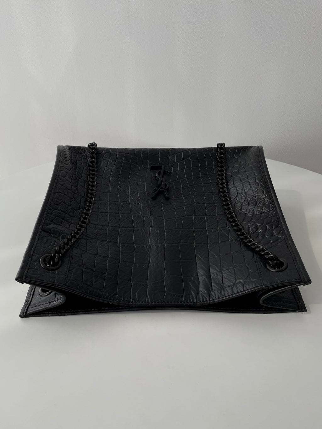 YSL Yves Saint Laurent NIKI Shopping Bag Crocodile Embossed