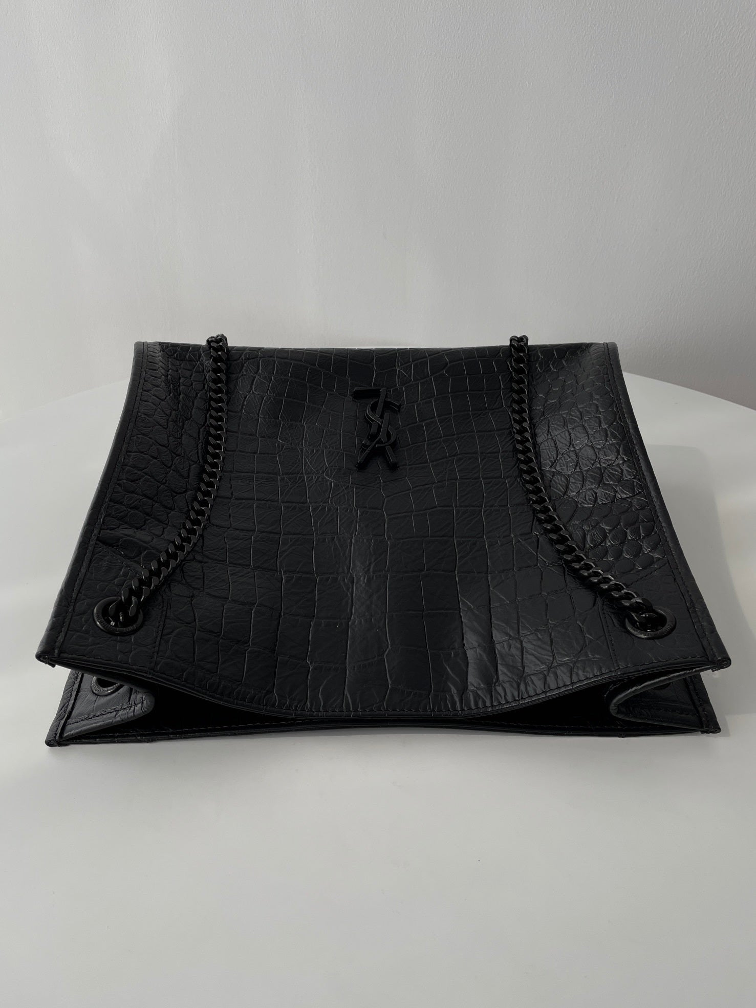 YSL Yves Saint Laurent NIKI Shopping Bag Crocodile Embossed