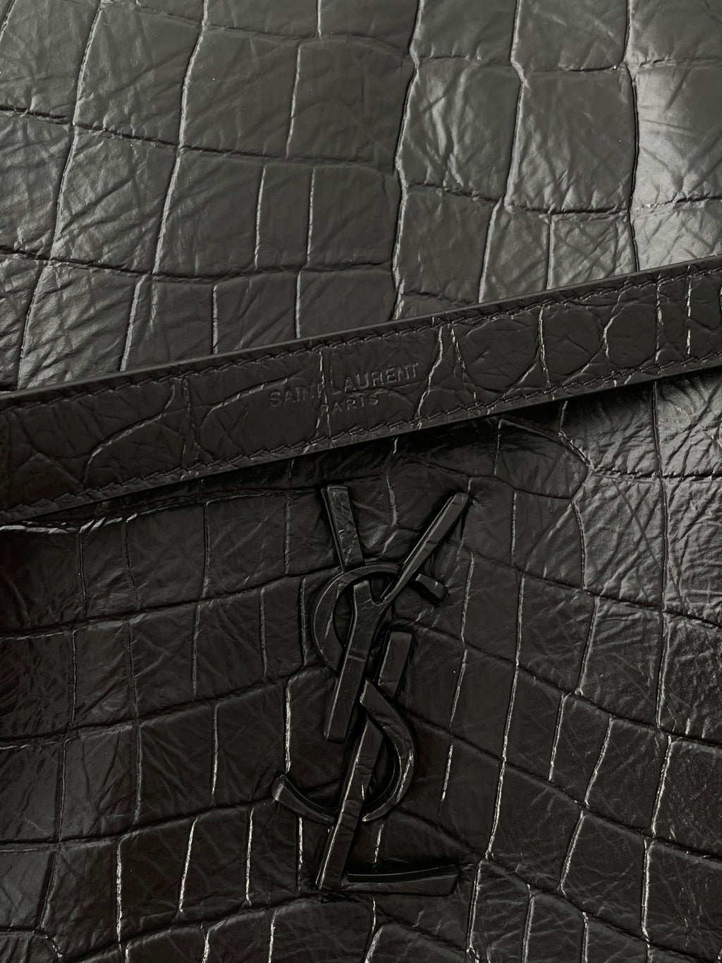 YSL Yves Saint Laurent NIKI Shopping Bag Crocodile Embossed