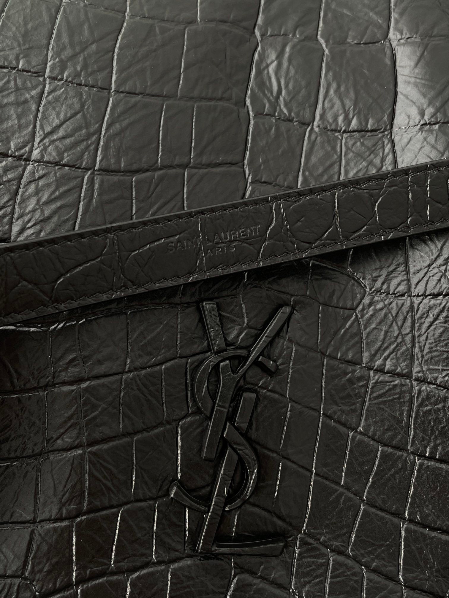 YSL Yves Saint Laurent NIKI Shopping Bag Crocodile Embossed
