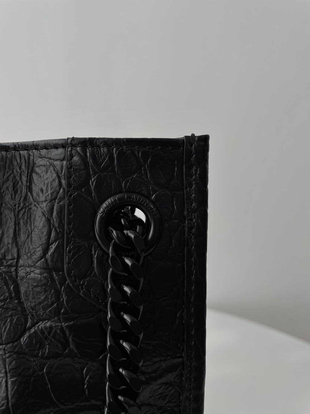 YSL Yves Saint Laurent NIKI Shopping Bag Crocodile Embossed