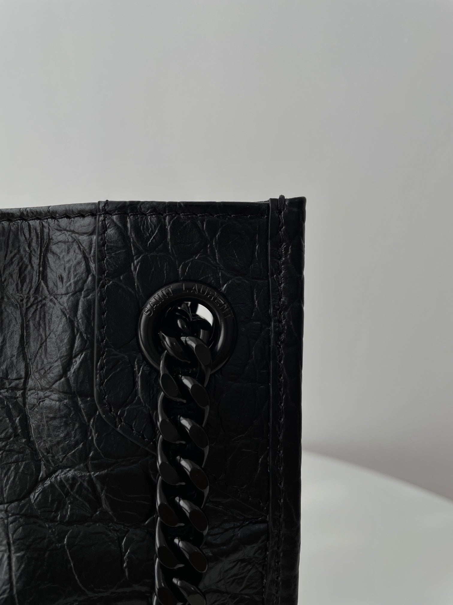 YSL Yves Saint Laurent NIKI Shopping Bag Crocodile Embossed