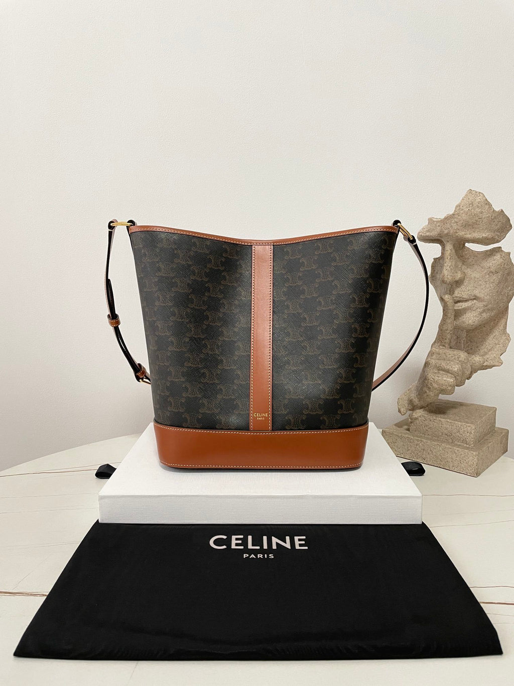 CELINE Triomphe Canvas Bucket Bag Medium