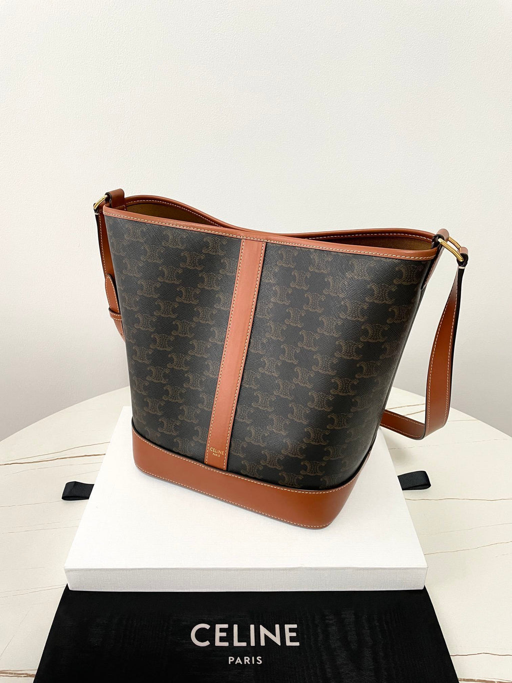 CELINE Triomphe Canvas Bucket Bag Medium