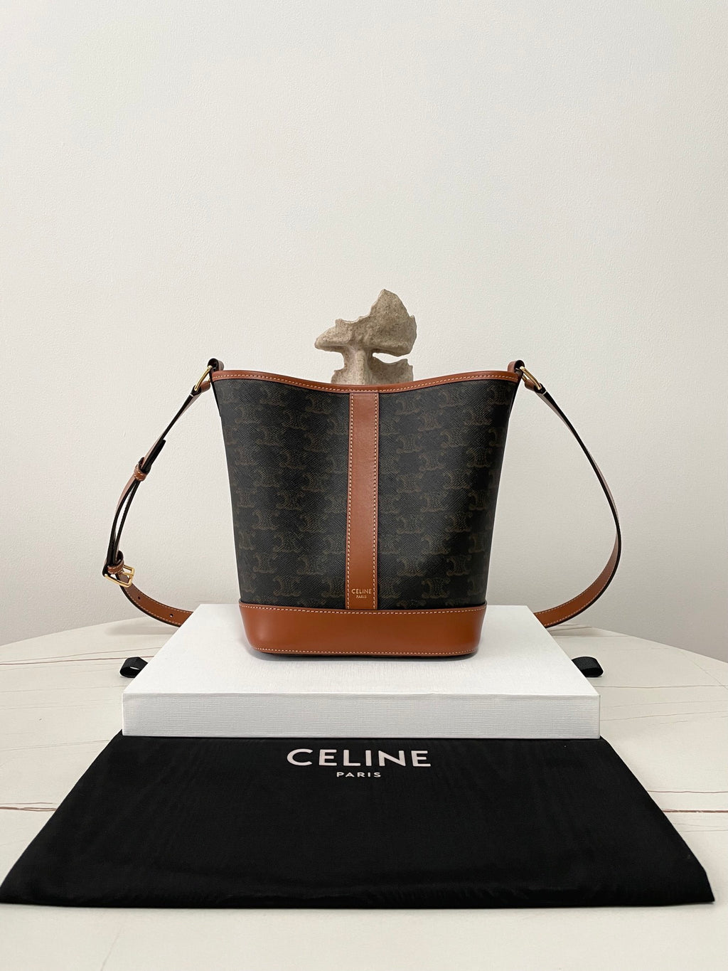 CELINE Triomphe Canvas Bucket Bag Small