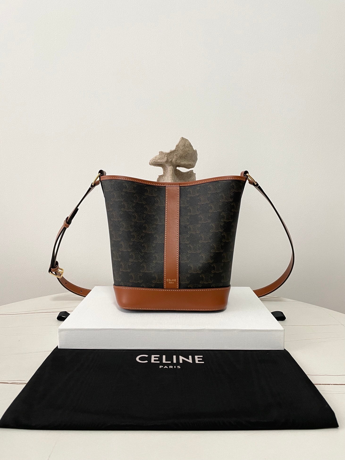 CELINE Triomphe Canvas Bucket Bag Small