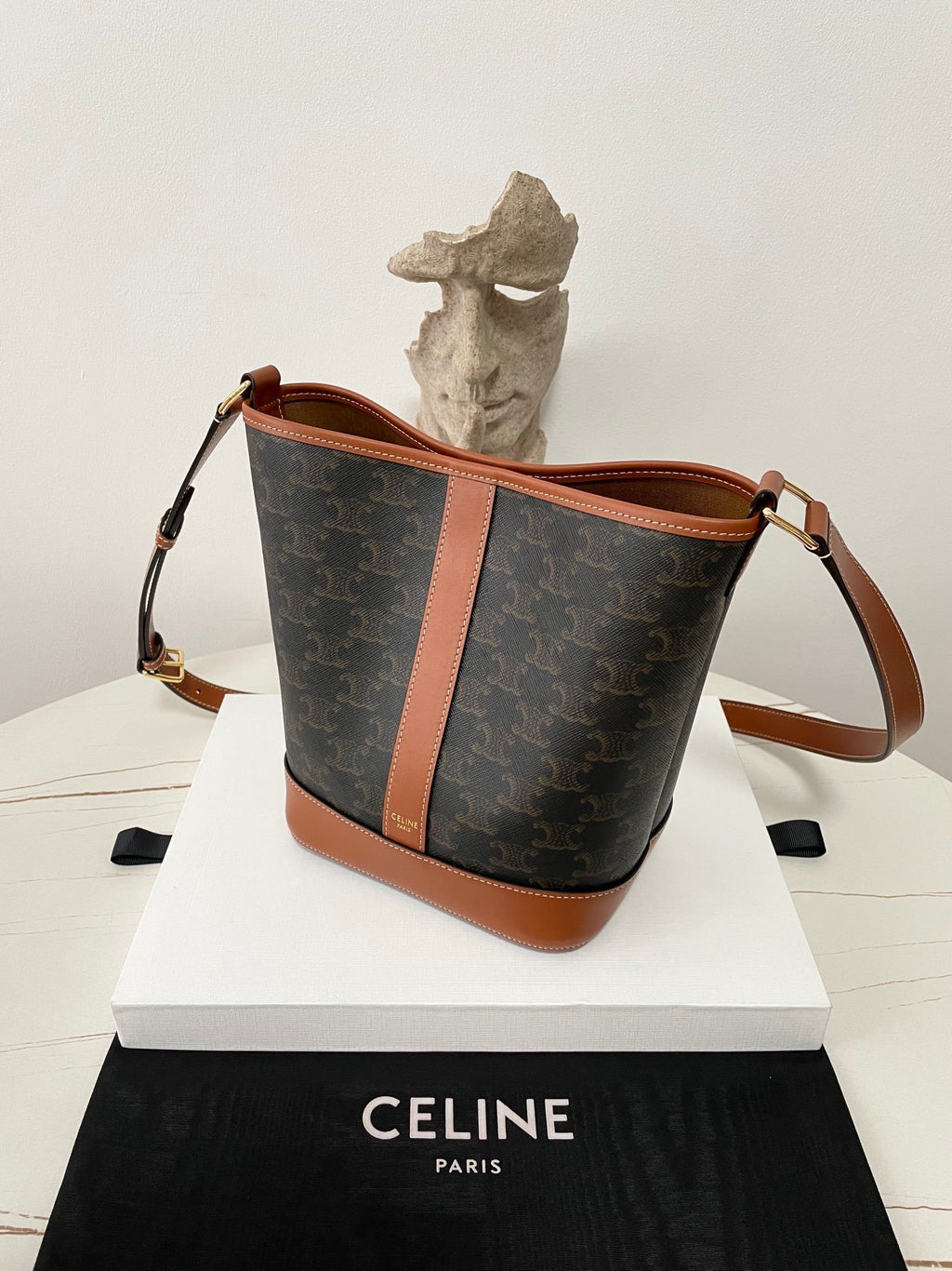 CELINE Triomphe Canvas Bucket Bag Small