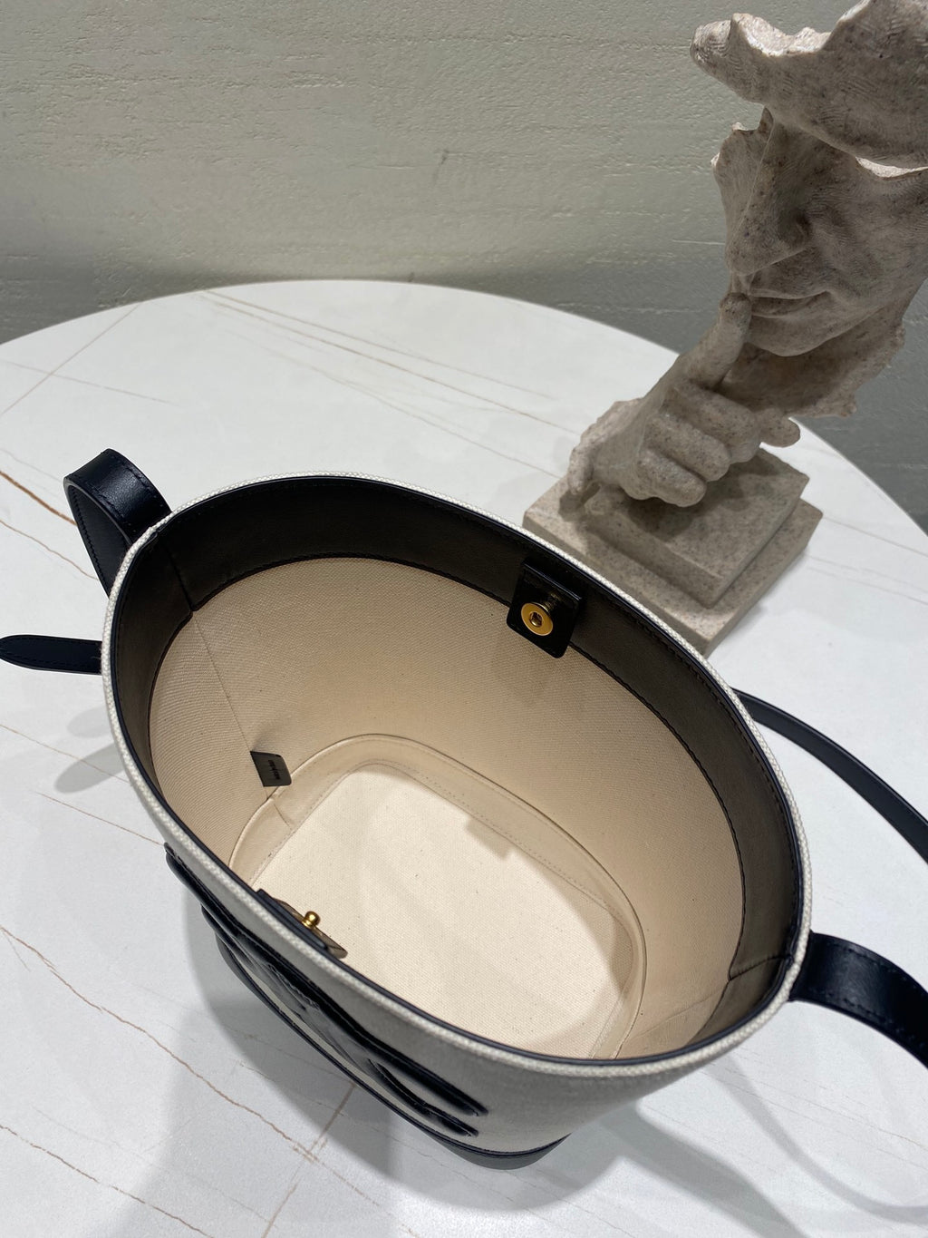 CELINE Triomphe Fabric Bucket Bag
