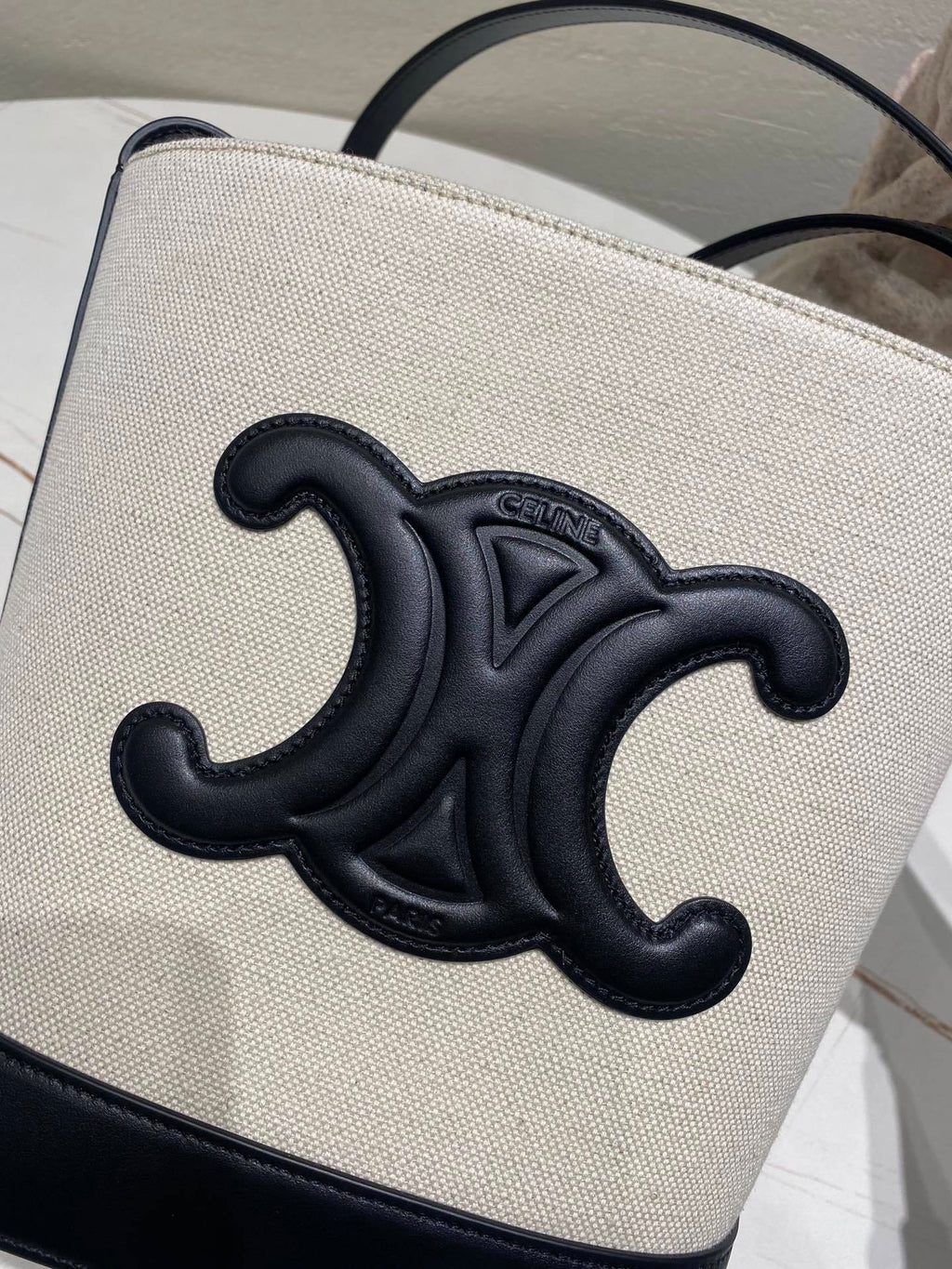 CELINE Triomphe Fabric Bucket Bag