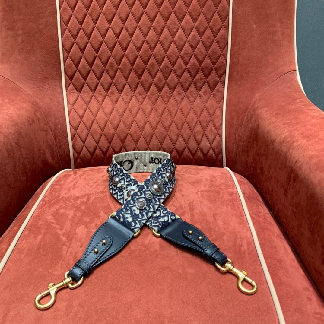 CHRISTIAN DIOR Oblique Canvas Wide Shoulder Strap