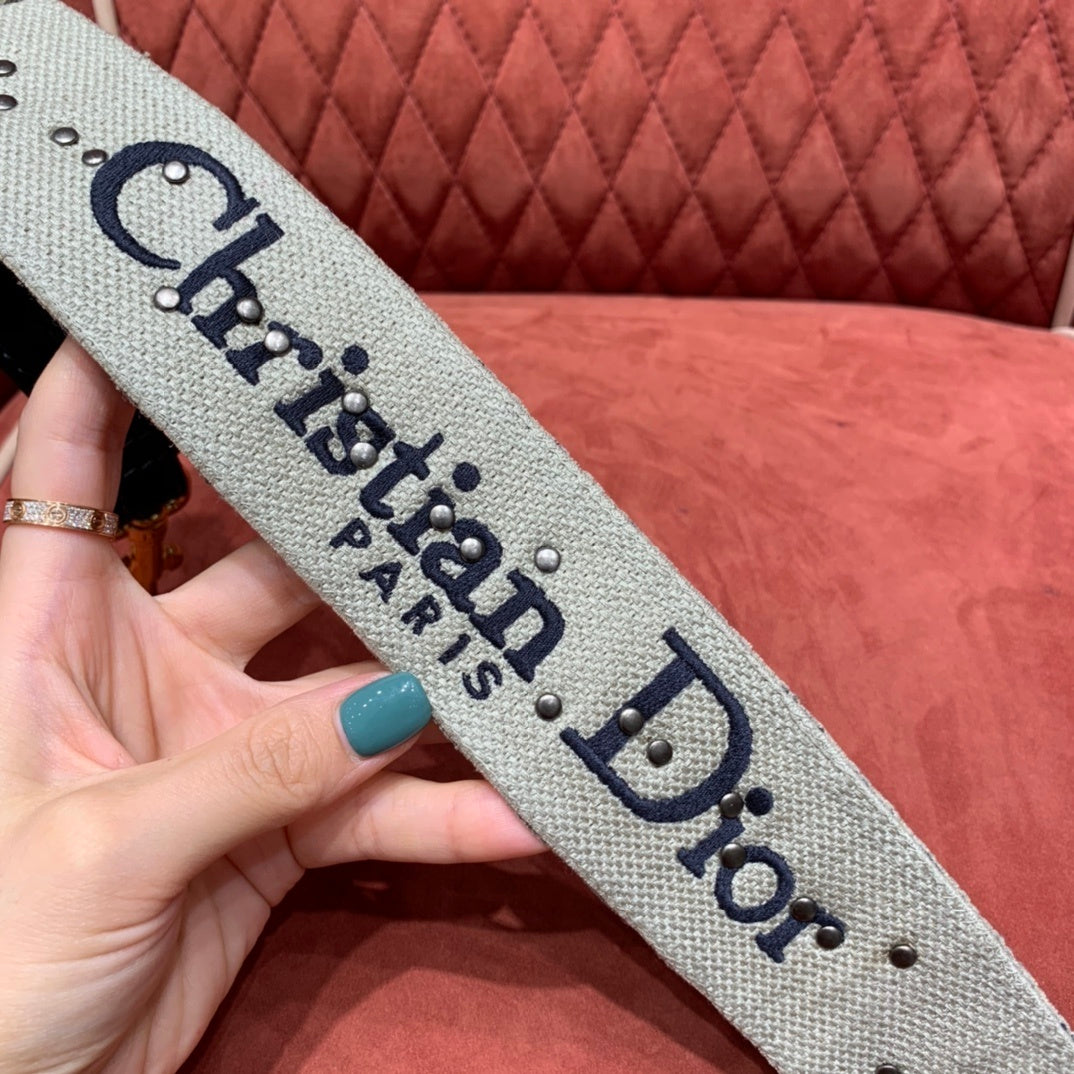 CHRISTIAN DIOR Oblique Canvas Wide Shoulder Strap