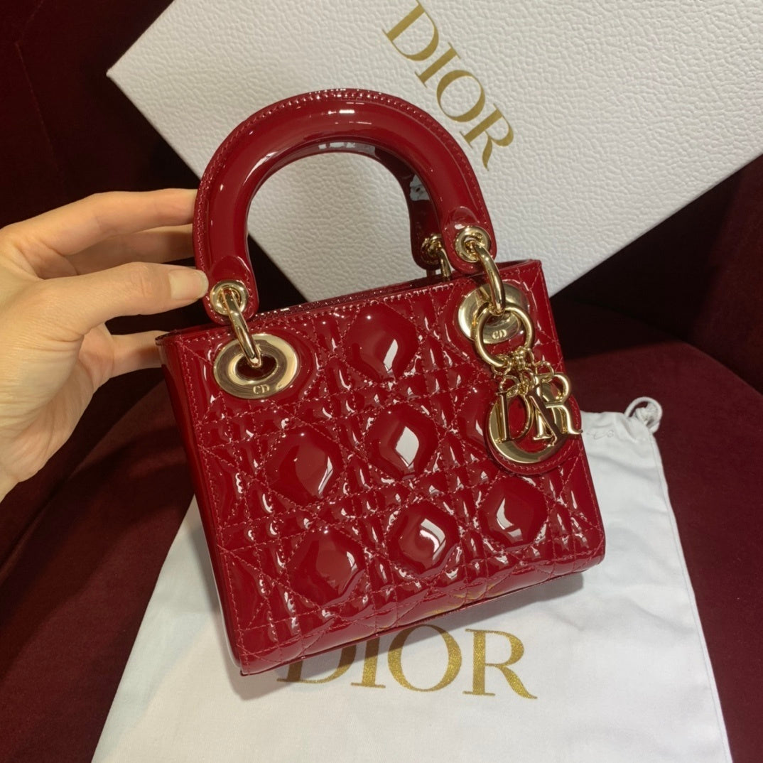 Christian Dior Lady Dior Mini Patent Cannage Bag