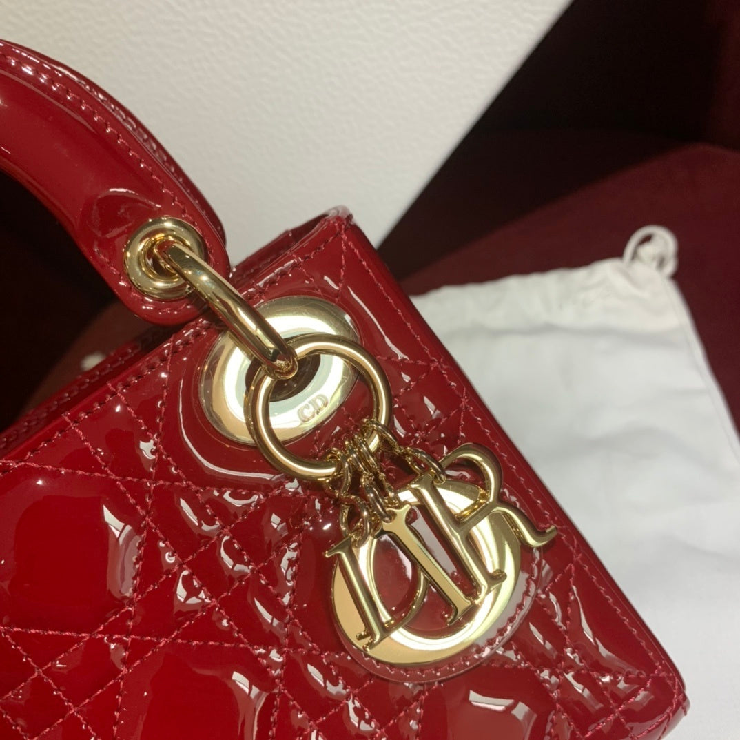 Christian Dior Lady Dior Mini Patent Cannage Bag