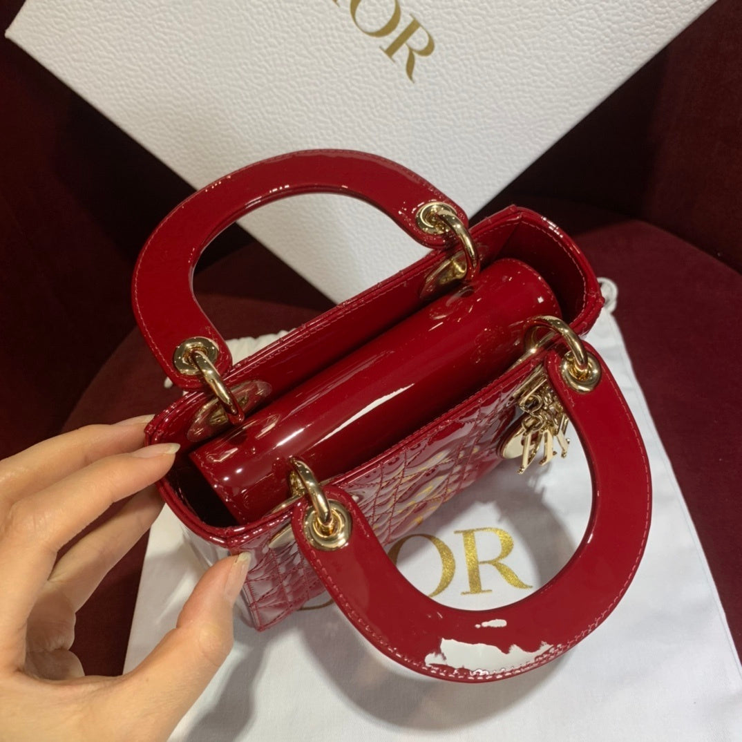 Christian Dior Lady Dior Mini Patent Cannage Bag