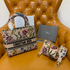 Christian Dior Lady Dior Embroidered Petites Fleurs Bag