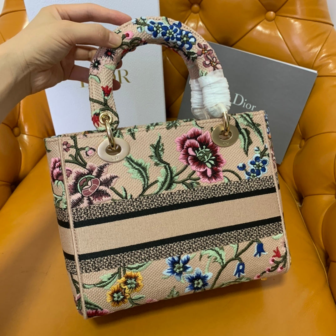 Christian Dior Lady Dior Embroidered Petites Fleurs Bag