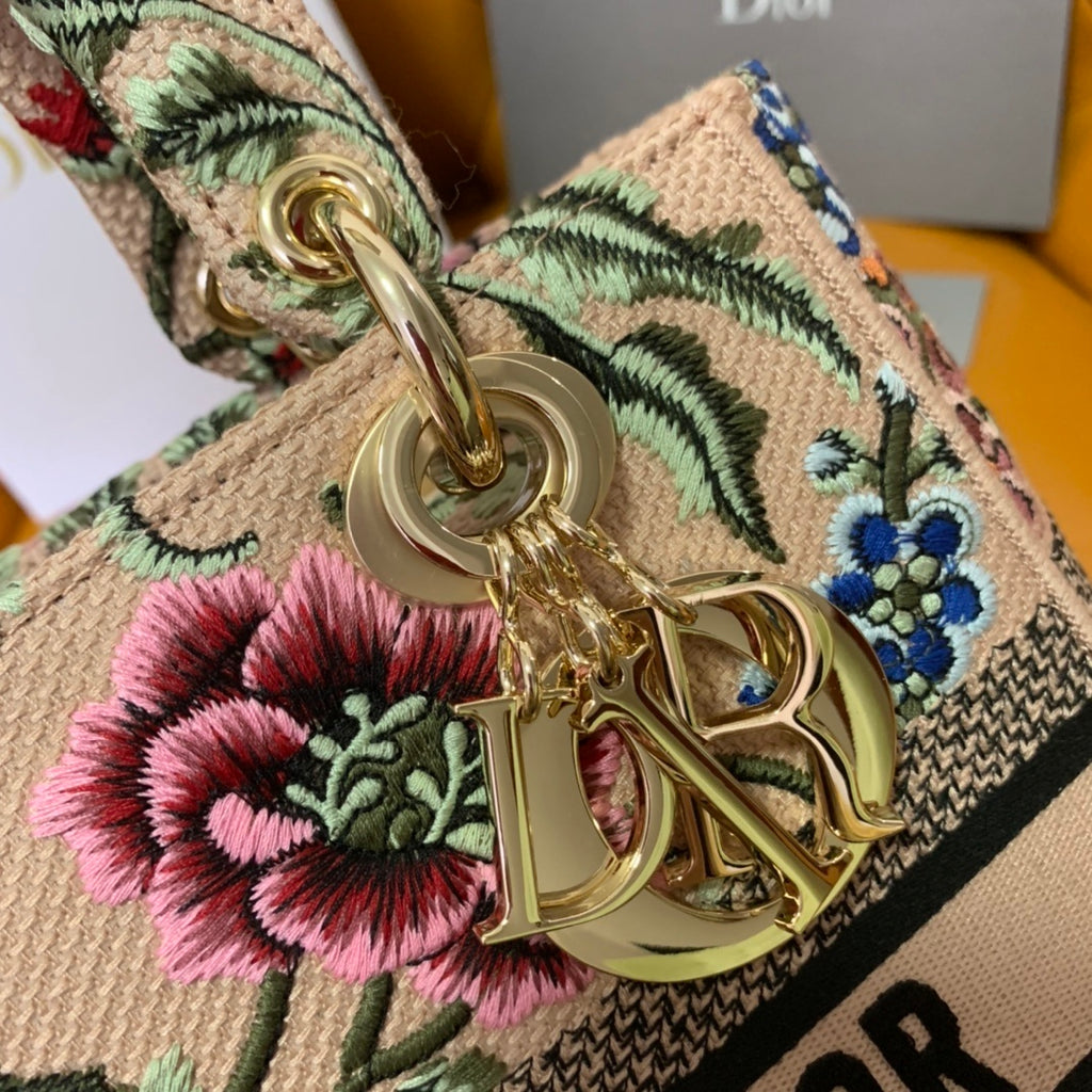 Christian Dior Lady Dior Embroidered Petites Fleurs Bag