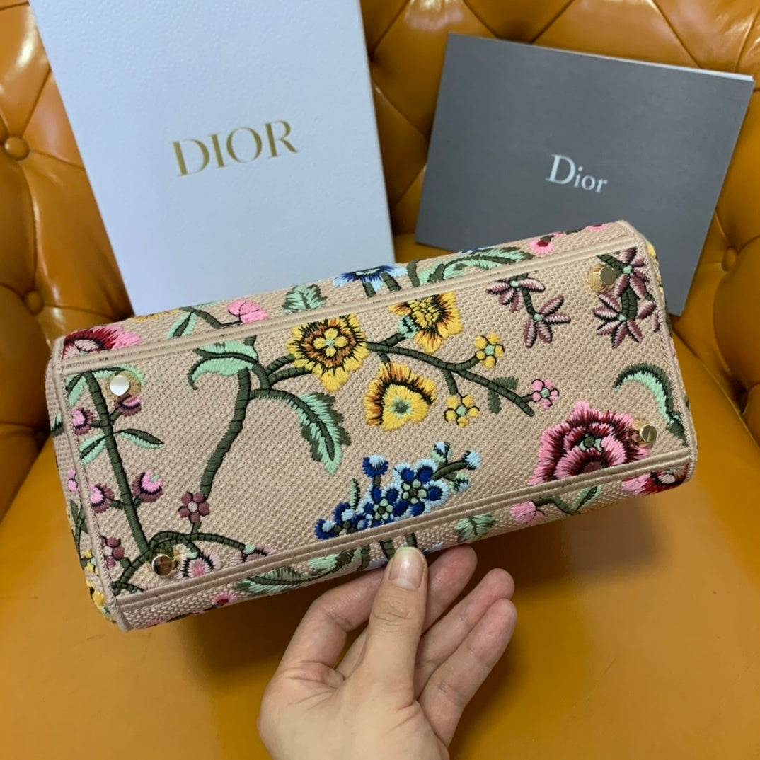 Christian Dior Lady Dior Embroidered Petites Fleurs Bag