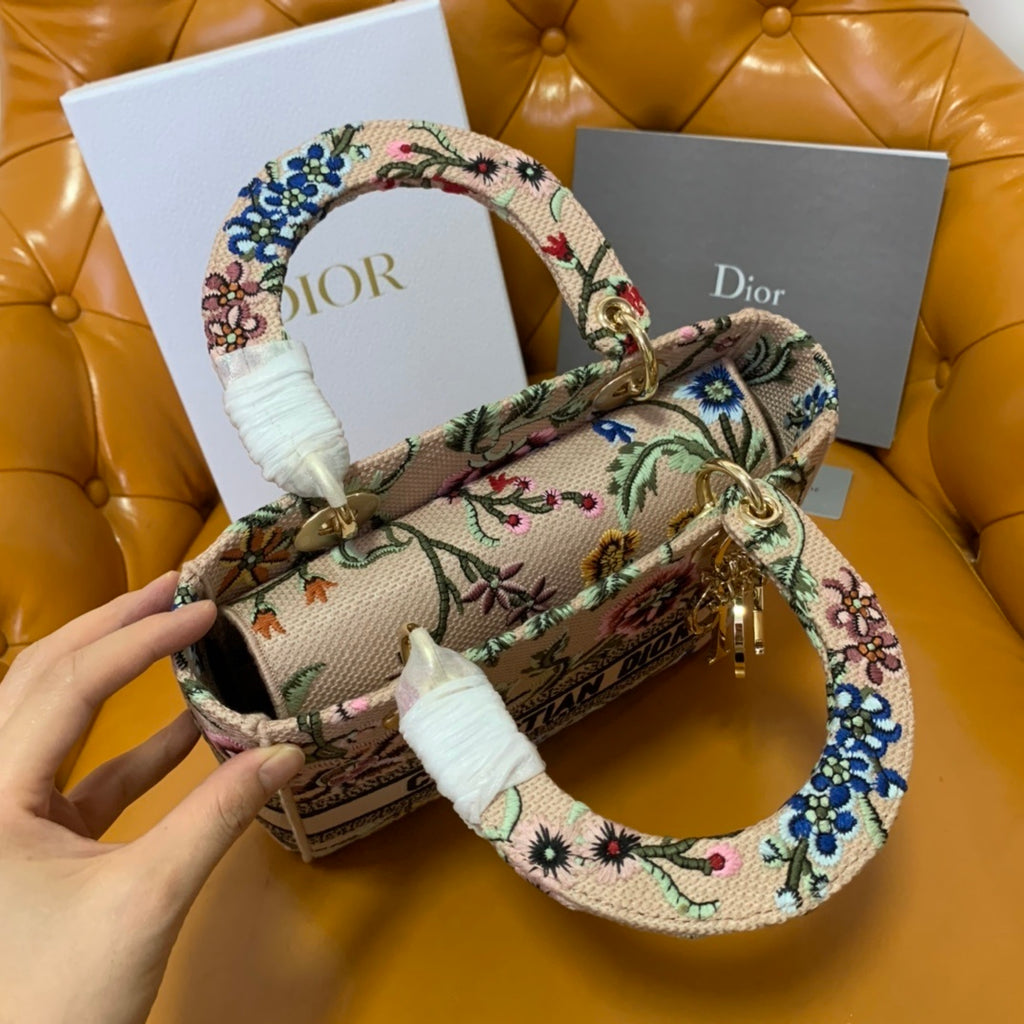 Christian Dior Lady Dior Embroidered Petites Fleurs Bag