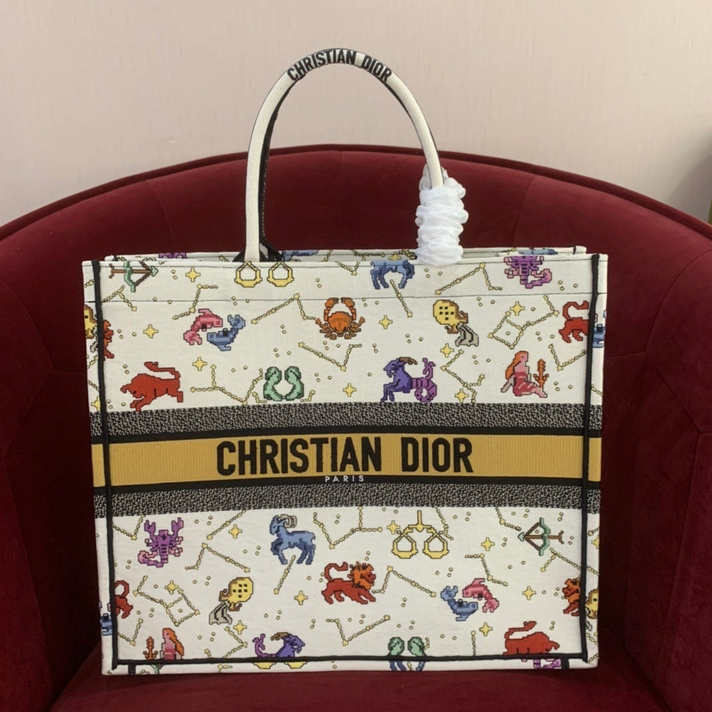 Christian Dior Book Tote Petites Fleurs Embroidered Bag