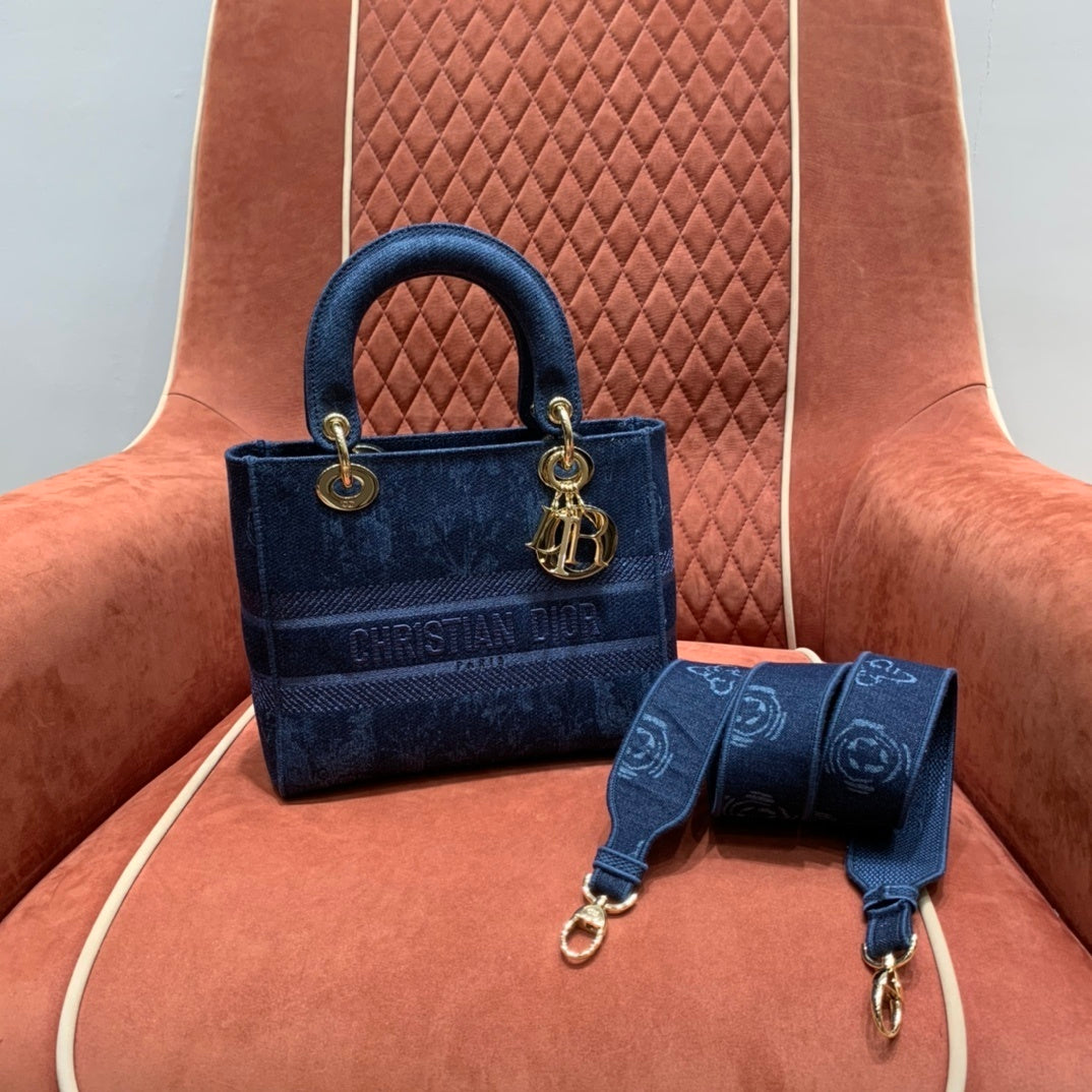 Christian Dior Lady Dior Denim Blue Handbag