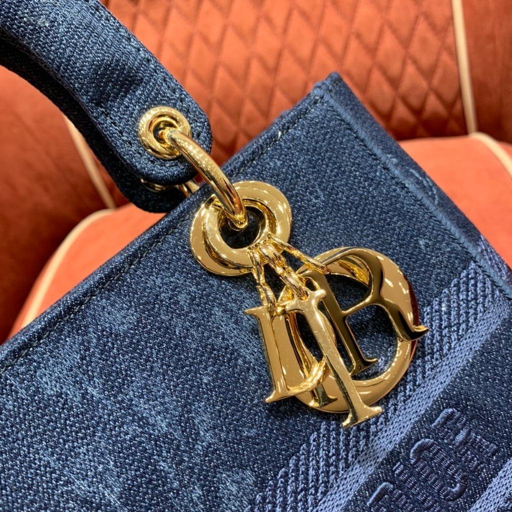 Christian Dior Lady Dior Denim Blue Handbag