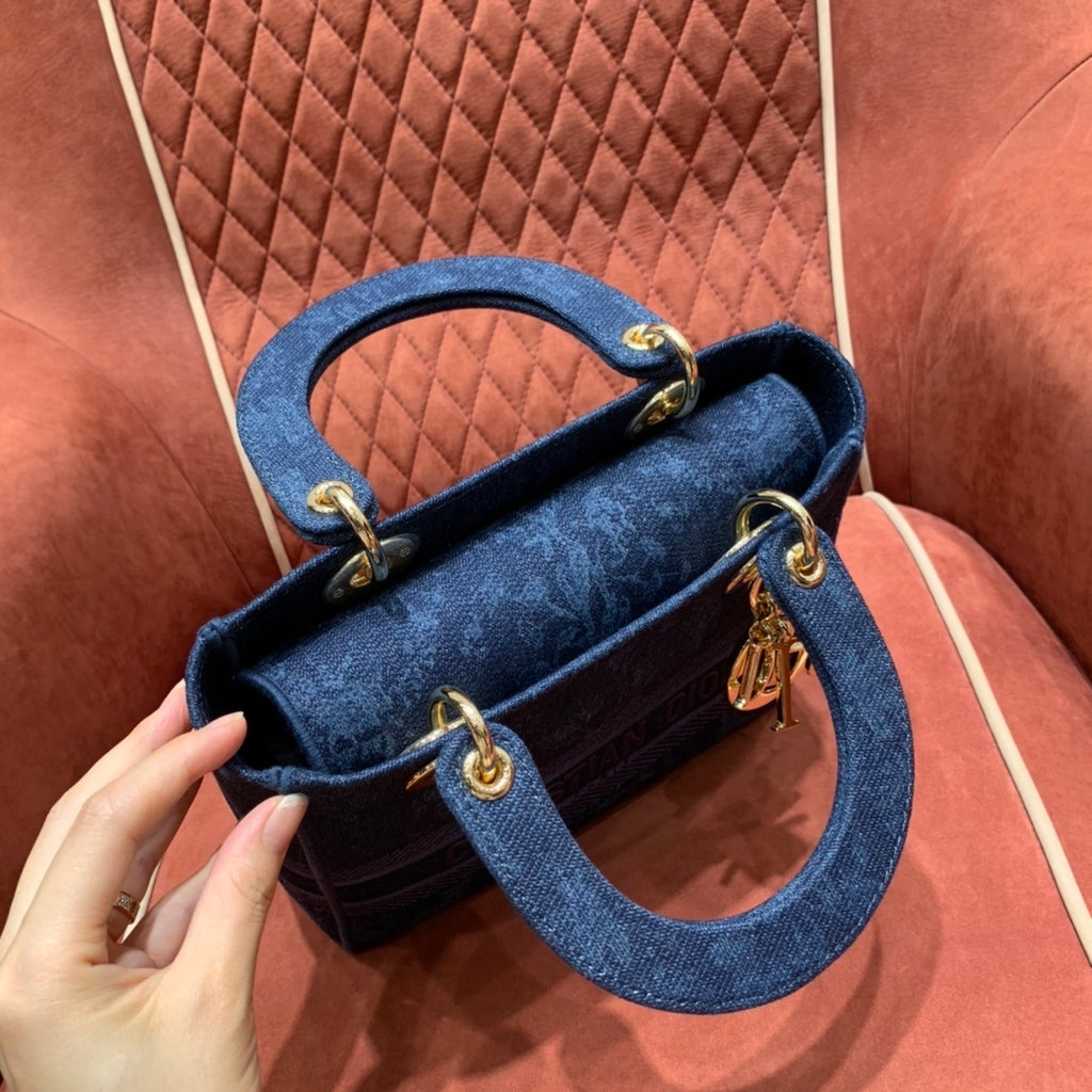 Christian Dior Lady Dior Denim Blue Handbag