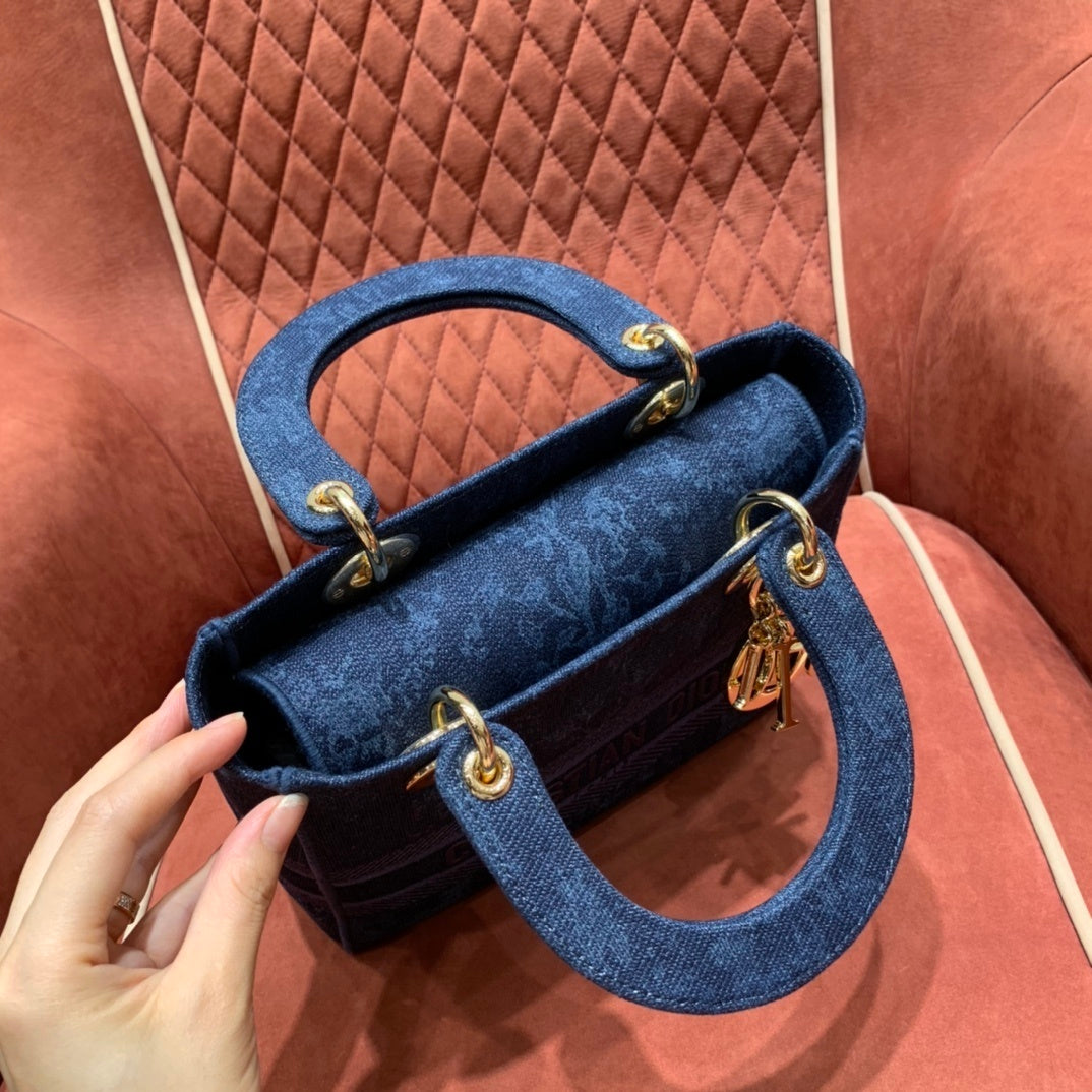 Christian Dior Lady Dior Denim Blue Handbag
