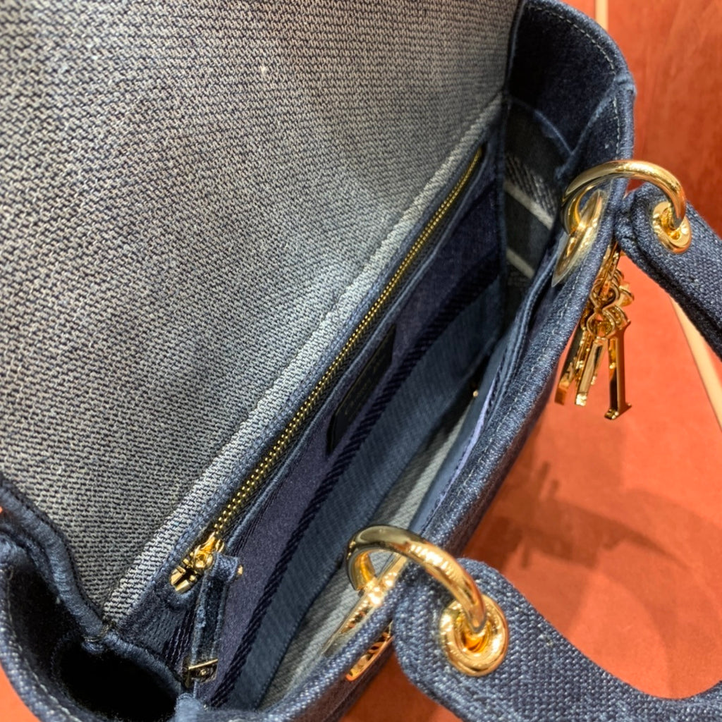 Christian Dior Lady Dior Denim Blue Handbag